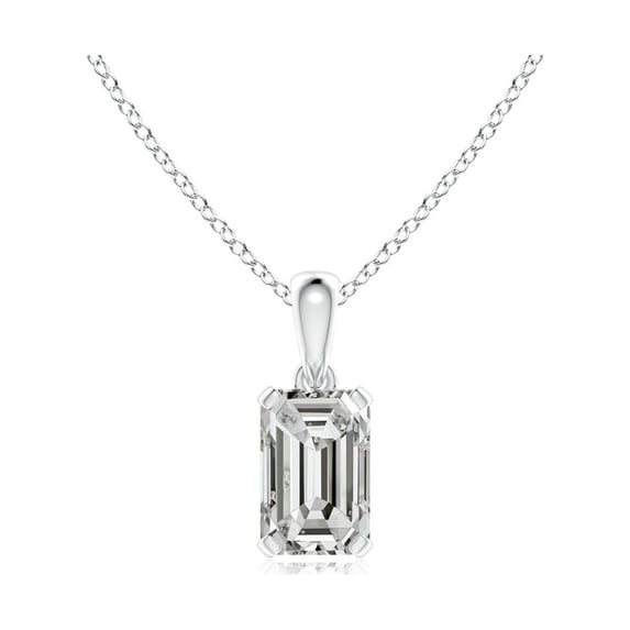 ANGARA Natural Emerald-Cut Diamond Solitaire Pendant in 14K White Gold for Women (Size-6x4mm| Color-K| Clarity-I3) | April Birthstone, Anniversary, Jewelry Gift for Women | Natural Diamond Necklace