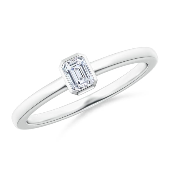 ANGARA Natural Emerald-Cut Diamond Solitaire Ring in 14K White Gold for Women (Size-4x3mm| Color-G| Clarity-VS2) | April Birthstone, Anniversary, Jewelry Gift for Women | Natural Diamond Ring