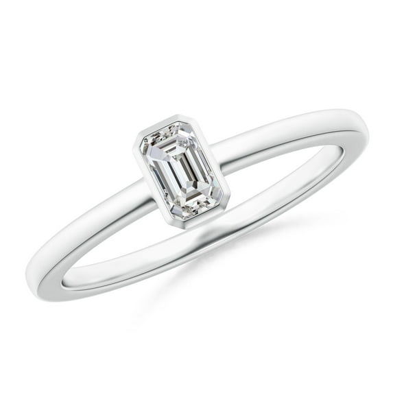 ANGARA Natural Emerald-Cut Diamond Solitaire Ring in 14K White Gold for Women (Size-5x3mm| Color-I-J| Clarity-I1-I2) | April Birthstone, Anniversary, Jewelry Gift for Women | Natural Diamond Ring