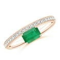 thumbnail image 1 of ANGARA Natural Emerald-Cut Emerald Off-Centered Solitaire Ring With Diamonds in 14K Rose Gold for Women (Size-6x4mm) | May Birthstone, Anniversary, Jewelry Gift for Women | Natural Emerald Ring, 1 of 10