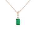 thumbnail image 1 of ANGARA Natural Emerald-Cut Emerald Pendant with Diamond Trio in 14K Rose Gold for Women (Size-6x4mm) | May Birthstone, Birthday, Anniversary, Jewelry Gift for Women | Natural Emerald Necklace, 1 of 11