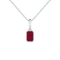 thumbnail image 1 of ANGARA Natural Emerald-Cut Ruby Pendant with Diamond Trio in 925 Sterling Silver for Women (Size-6x4mm) | July Birthstone, Birthday, Anniversary, Jewelry Gift for Women | Natural Ruby Necklace, 1 of 8