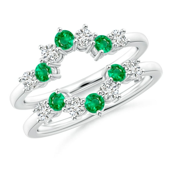 ANGARA Natural Emerald and Diamond Sunburst Ring Wrap in 14K White Gold for Women (Size-2.6mm) | May Birthstone, Birthday, Anniversary, Jewelry Gift for Women | Natural Emerald Ring