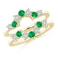 thumbnail image 1 of ANGARA Natural Emerald and Diamond Sunburst Ring Wrap in 14K Yellow Gold for Women (Size-2.6mm) | May Birthstone, Birthday, Anniversary, Jewelry Gift for Women | Natural Emerald Ring, 1 of 10