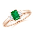 thumbnail image 1 of ANGARA Natural Emerald and Diamond Three Stone Ring in 14K Rose Gold for Women (Size-6x4mm) | May Birthstone, Birthday, Anniversary, Jewelry Gift for Women | Natural Emerald Ring, 1 of 11
