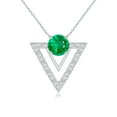 thumbnail image 1 of ANGARA Natural Emerald and Diamond Triangular Taurus Pendant in 14K White Gold for Women (Size-5mm) | May Birthstone, Birthday, Anniversary, Jewelry Gift for Women | Natural Emerald Necklace, 1 of 8