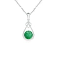 thumbnail image 1 of ANGARA Natural Emerald Knotted Heart Pendant with Diamond in 925 Sterling Silver for Women (Size-5mm) | May Birthstone, Birthday, Anniversary, Jewelry Gift for Women | Natural Emerald Necklace, 1 of 8