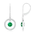 thumbnail image 1 of ANGARA Natural Emerald Open Circle Drop Earrings with Diamond Accents in 14K White Gold for Women (Size-5mm) | May Birthstone, Birthday, Anniversary, Jewelry Gift for Women | Natural Emerald Earrings, 1 of 7