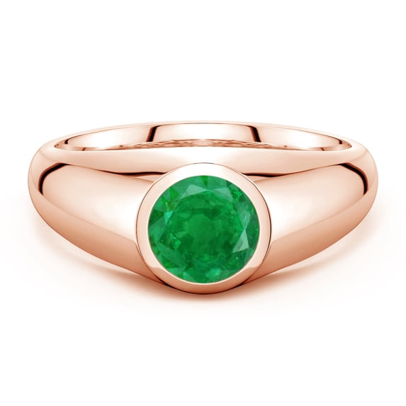 ANGARA Natural Emerald Ring for Men - Round Emerald Men’s Signet Ring ...