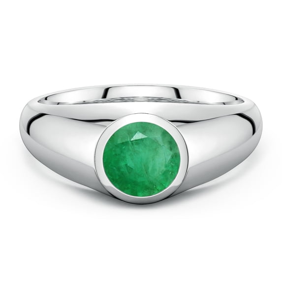ANGARA Natural Emerald Ring for Men - Round Emerald Men’s Signet Ring ...