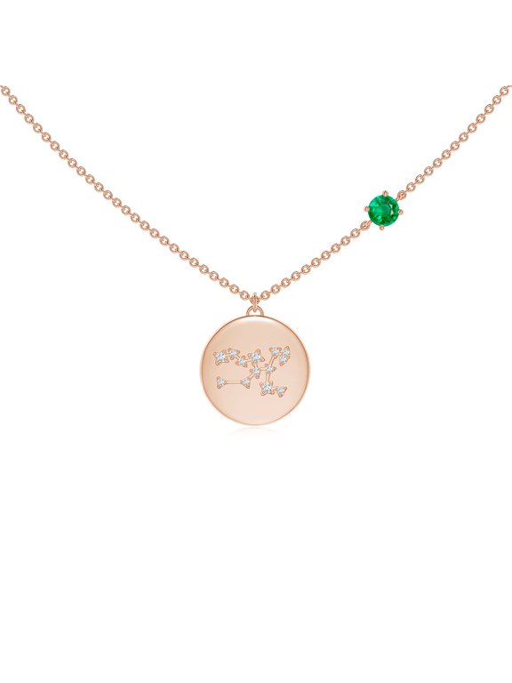 Natural Emerald Taurus Constellation Medallion Pendant in 14K Rose Gold for Women (Size-4mm) | May Birthstone, Birthday, Anniversary, Jewelry Gift for Women | Natural Emerald Necklace