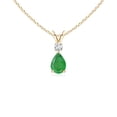 thumbnail image 1 of Angara Necklace - Natural Emerald Teardrop Pendant Necklace with Diamond in 14K Yellow Gold for Women (Size-6x4mm) | May Birthstone Jewelry, Birthday, Anniversary, Christmas, Jewelry Gift for Women, 1 of 10