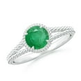 thumbnail image 1 of ANGARA Natural Emerald Twist Rope Split Shank Ring in 14K White Gold for Women (Size-6mm) | May Birthstone, Birthday, Anniversary, Jewelry Gift for Women | Natural Emerald Ring, 1 of 10