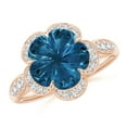 ANGARA Natural 5Petal Flower 5.2 ct London Blue Topaz & Diamond Ring