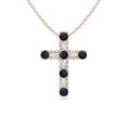 thumbnail image 1 of ANGARA Natural Flat Blue Sapphire & Diamond Cross Pendant in 14K Rose Gold for Women (Size-2.5mm) | September Birthstone, Anniversary, Jewelry Gift for Women | Natural Blue Sapphire Necklace, 1 of 8