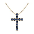thumbnail image 1 of ANGARA Natural Flat Prong-Set Blue Sapphire Cross Pendant in 14K Yellow Gold for Women (Size-2mm) | September Birthstone, Anniversary, Jewelry Gift for Women | Natural Blue Sapphire Necklace, 1 of 8