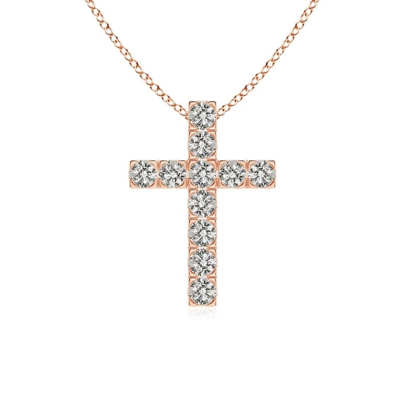 ANGARA Natural Flat Prong-Set Diamond Cross Pendant in 14K Rose Gold for Women (Size-2.5mm| Color-K| Clarity-I3) | April Birthstone, Anniversary, Jewelry Gift for Women | Natural Diamond Necklace