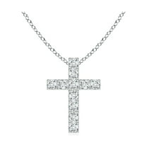 ANGARA Natural Flat Prong-Set Diamond Cross Pendant in 14K White Gold for Women (Size-2mm| Color-G| Clarity-VS2) | April Birthstone, Anniversary, Jewelry Gift for Women | Natural Diamond Necklace