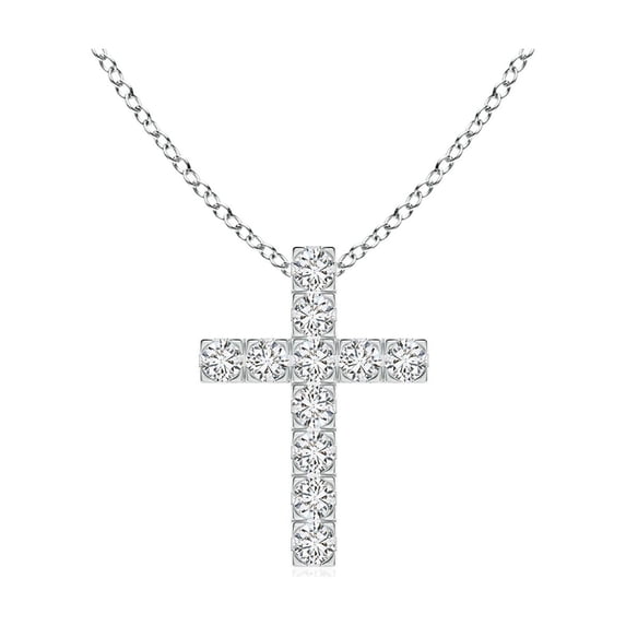 ANGARA Natural Flat Prong-Set Diamond Cross Pendant in 14K White Gold for Women (Size-2mm| Color-H| Clarity-SI2) | April Birthstone, Anniversary, Jewelry Gift for Women | Natural Diamond Necklace
