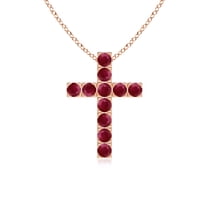 ANGARA Natural Flat Prong-Set Ruby Cross Pendant in 14K Rose Gold for Women (Size-2.5mm) | July Birthstone, Birthday, Anniversary, Jewelry Gift for Women | Natural Ruby Necklace