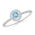 thumbnail image 1 of ANGARA Natural Floating Aquamarine Halo Ring with Diamond Accents in 14K White Gold for Women (Size-4mm) | March Birthstone, Birthday, Anniversary, Jewelry Gift for Women | Natural Aquamarine Ring, 1 of 8