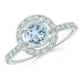 thumbnail image 1 of ANGARA Natural Floating Aquamarine Halo Ring with Diamond Accents in 14K White Gold for Women (Size-6mm) | March Birthstone, Birthday, Anniversary, Jewelry Gift for Women | Natural Aquamarine Ring, 1 of 8