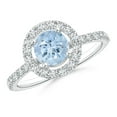 thumbnail image 1 of ANGARA Natural Floating Aquamarine Halo Ring with Diamond Accents in 14K White Gold for Women (Size-6mm) | March Birthstone, Birthday, Anniversary, Jewelry Gift for Women | Natural Aquamarine Ring, 1 of 8