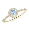 thumbnail image 1 of ANGARA Natural Floating Aquamarine Halo Ring with Diamond Accents in 14K Yellow Gold for Women (Size-4mm) | March Birthstone, Birthday, Anniversary, Jewelry Gift for Women | Natural Aquamarine Ring, 1 of 6