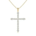 thumbnail image 1 of ANGARA Natural Floating Diamond Dotted Cross Pendant in 14K Yellow Gold for Women (Size-2.2mm| Color-H| Clarity-SI2) | April Birthstone, Anniversary, Jewelry Gift for Women | Natural Diamond Necklace, 1 of 10