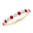 thumbnail image 1 of ANGARA Natural Floating Ruby and Diamond Semi Eternity Wedding Ring in 14K Yellow Gold for Women (Size-2.2mm) | July Birthstone Jewelry for Her | Natural Ruby Rings, 1 of 9