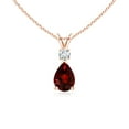 thumbnail image 1 of ANGARA Natural Garnet Teardrop Pendant with Diamond in 14K Rose Gold for Women (Size-7x5mm) | January Birthstone, Birthday, Anniversary, Jewelry Gift for Women | Natural Garnet Necklace, 1 of 9