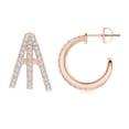 thumbnail image 1 of ANGARA Natural Graduated Diamond Layered Hoop Earrings in 14K Rose Gold for Women (Size-1.55mm| Color-H| Clarity-SI2) | April Birthstone, Anniversary Jewelry Gift for Women | Natural Diamond Earrings, 1 of 7