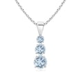 thumbnail image 1 of ANGARA Natural Graduated Round Aquamarine Three Stone Pendant in 14K White Gold for Women (Size-5mm) | March Birthstone, Birthday, Anniversary, Jewelry Gift for Women | Natural Aquamarine Necklace, 1 of 8