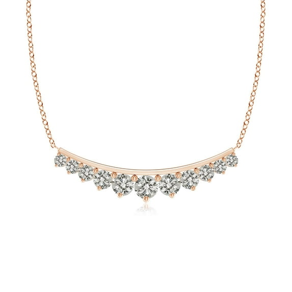 ANGARA Natural Graduating Diamond Curved Necklace in 14K Rose Gold for Women (Size-3.8mm| Color-K| Clarity-I3) | April Birthstone, Anniversary, Jewelry Gift for Women | Natural Diamond Necklace