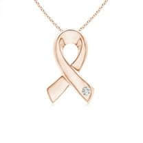 ANGARA Natural Gypsy-Set Diamond Ribbon Pendant in 14K Rose Gold for Women (Size-2.45mm| Color-G| Clarity-VS2) | April Birthstone, Anniversary, Jewelry Gift for Women | Natural Diamond Necklace