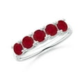 thumbnail image 1 of ANGARA Natural Half Eternity Five Stone 1.4 ct Ruby Wedding Band in 14K White Gold for Women (Size-3.8mm) | July Birthstone Jewelry for Her | Natural Ruby Rings, 1 of 10