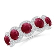 thumbnail image 1 of ANGARA Natural Half Eternity Five-Stone 2.3 ct Ruby Halo Ring in 14K White Gold for Women (Size-4.5mm) | July Birthstone, Birthday, Anniversary, Jewelry Gift for Women | Natural Ruby Ring, 1 of 9