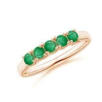 ANGARA Natural Half Eternity Five Stone Emerald Wedding Band in 14K Rose Gold for Women (Size-2.8mm) | May Birthstone, Birthday, Anniversary, Jewelry Gift for Women | Natural Emerald Ring