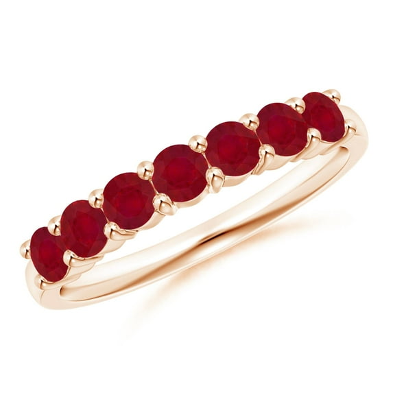 ANGARA Natural Half Eternity Seven Stone 1.05 ct Ruby Wedding Ring in 14K Rose Gold for Women (Size-3mm) | July Birthstone Jewelry for Her | Natural Ruby Rings