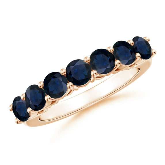 ANGARA Natural Half Eternity Seven Stone 2.31 ct Blue Sapphire Wedding Band in 14K Rose Gold for Women (Size-4mm) | September Birthstone, Anniversary, Jewelry Gift for Women | Natural Sapphire Ring