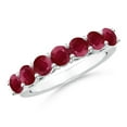 thumbnail image 1 of ANGARA Natural Half Eternity Seven Stone 2.38 ct Ruby Wedding Band in 14K White Gold for Women (Size-4mm) | July Birthstone, Birthday, Anniversary, Jewelry Gift for Women | Natural Ruby Ring, 1 of 9