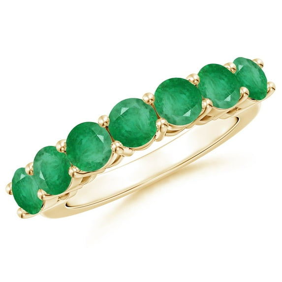 ANGARA Natural Half Eternity Seven Stone 2.45 ct Emerald Wedding Band in 14K Yellow Gold for Women (Size-4.5mm) | May Birthstone, Birthday, Anniversary, Jewelry Gift for Women | Natural Emerald Ring