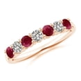 thumbnail image 1 of Angara Natural Ruby and Diamond Half Eternity Wedding Ring in 14K Rose Gold for Women (Size-3mm) – July Birthstone Jewelry (Ring Size - 5), 1 of 12