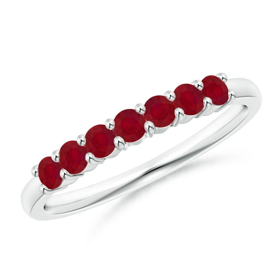 ANGARA Natural Half Eternity Seven Stone Ruby Wedding Ring in 925 Sterling Silver for Women (Size-2.5mm) | July Birthstone Jewelry for Her | Natural Ruby Rings