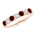 thumbnail image 1 of ANGARA Natural Half Eternity Seven Stone Ruby and Diamond Wedding Ring in 14K Rose Gold for Women (Size-3mm) | July Birthstone Jewelry for Her, 1 of 12