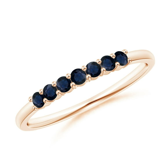 ANGARA Natural Half Eternity Seven Stone Sapphire Wedding Ring in 14K Rose Gold for Women (Size-2mm) | September Birthstone, Birthday, Anniversary, Jewelry Gift for Women | Natural Blue Sapphire Ring