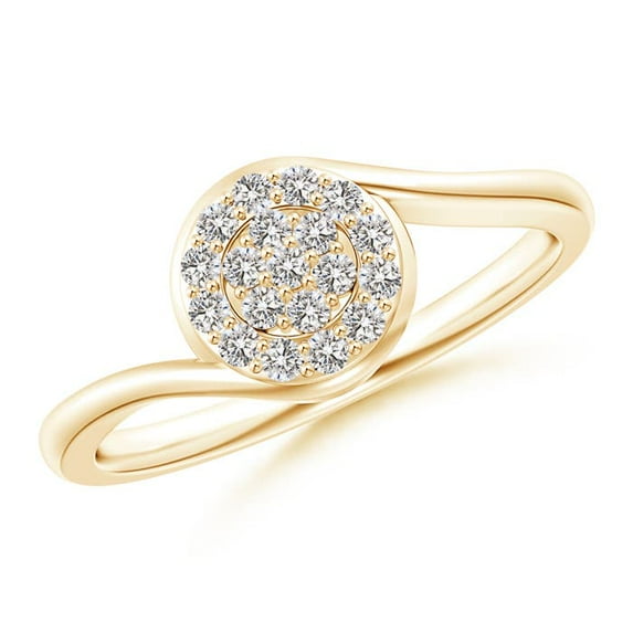 ANGARA Natural Halo Diamond Cluster Promise Ring in 14K Yellow Gold for Women (Size-1.4mm| Color-I-J| Clarity-I1-I2) | April Birthstone, Anniversary, Jewelry Gift for Women | Natural Diamond Ring