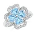 thumbnail image 1 of ANGARA Natural Heart-Shaped 1.4 ct Aquamarine Clover Ring in 14K White Gold for Women (Size-5mm) | March Birthstone, Birthday, Anniversary, Jewelry Gift for Women | Natural Aquamarine Ring, 1 of 9