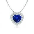 thumbnail image 1 of ANGARA Natural Heart-Shaped Blue Sapphire Pendant with Diamond Halo in 14K White Gold for Women (Size-5mm) | September Birthstone, Anniversary, Jewelry Gift for Women | Natural Blue Sapphire Necklace, 1 of 8