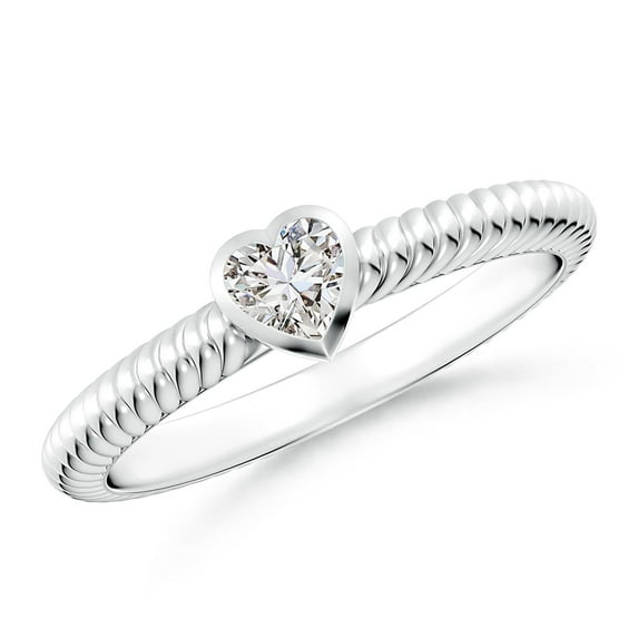ANGARA Natural Heart-Shaped Diamond Ribbed Ring in 925 Sterling Silver for Women (Size-4mm| Color-I-J| Clarity-I1-I2) | April Birthstone, Anniversary, Jewelry Gift for Women | Natural Diamond Ring
